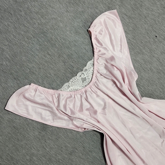 Vintage Union Made Lacey Lingerie Pink Chemise Slip Dress Nightgown - Picture 6 of 12